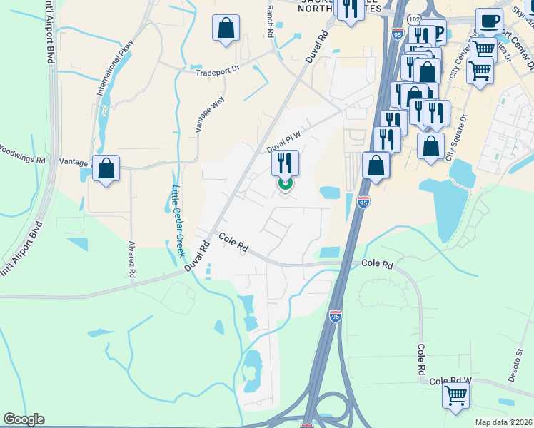 map of restaurants, bars, coffee shops, grocery stores, and more near 1329 Grassland Avenue in Jacksonville