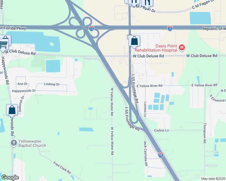 map of restaurants, bars, coffee shops, grocery stores, and more near 42227 Interstate 55 Frontage Road in Hammond