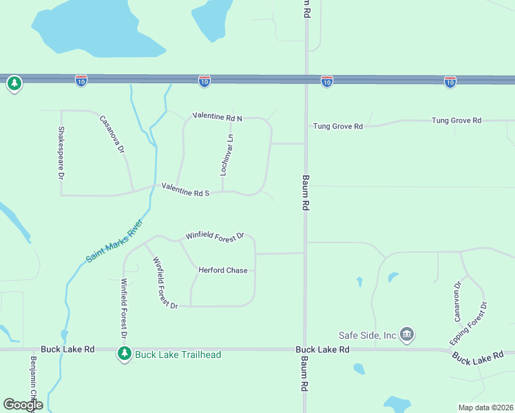 map of restaurants, bars, coffee shops, grocery stores, and more near 10533 Valentine Road South in Tallahassee
