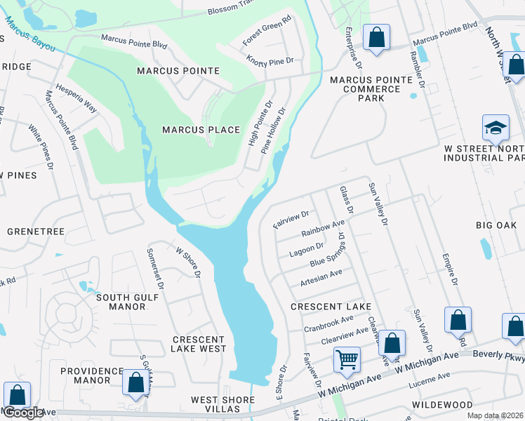 map of restaurants, bars, coffee shops, grocery stores, and more near 6321 Fairview Drive in Pensacola