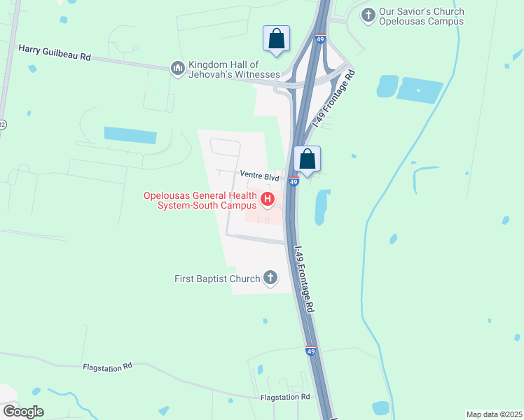 map of restaurants, bars, coffee shops, grocery stores, and more near 3983 Interstate 49 Frontage Road in Opelousas