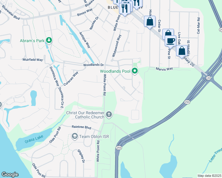 map of restaurants, bars, coffee shops, grocery stores, and more near 1322 Treasure Cove in Niceville