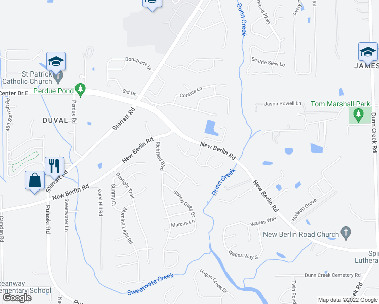 map of restaurants, bars, coffee shops, grocery stores, and more near 12709 Black Feather Court in Jacksonville