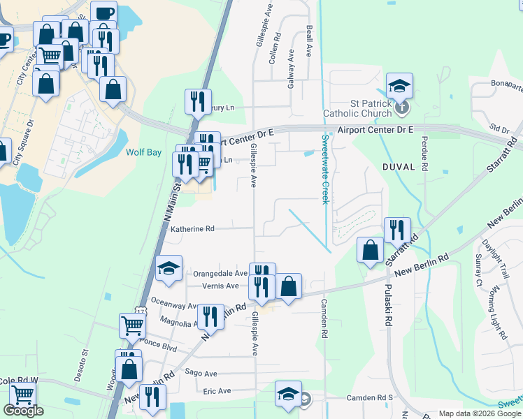 map of restaurants, bars, coffee shops, grocery stores, and more near 337 Harley Drive in Jacksonville