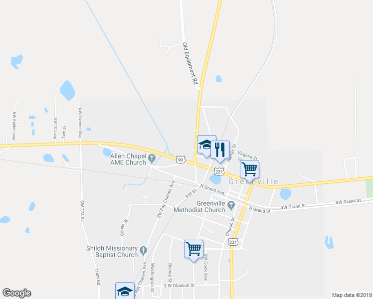 map of restaurants, bars, coffee shops, grocery stores, and more near 204 Greenville Pointe Circle in Greenville