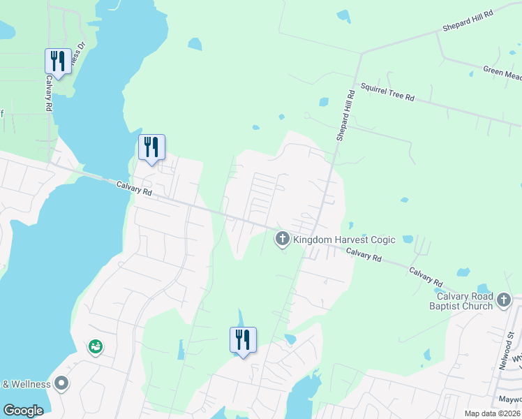 map of restaurants, bars, coffee shops, grocery stores, and more near 13480 Calvary Road in Willis