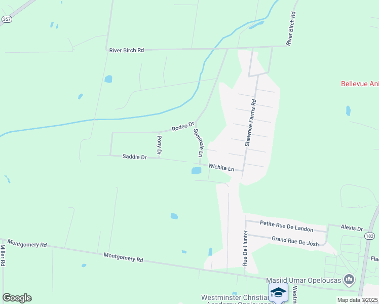 map of restaurants, bars, coffee shops, grocery stores, and more near 104 Saddle Drive in Opelousas