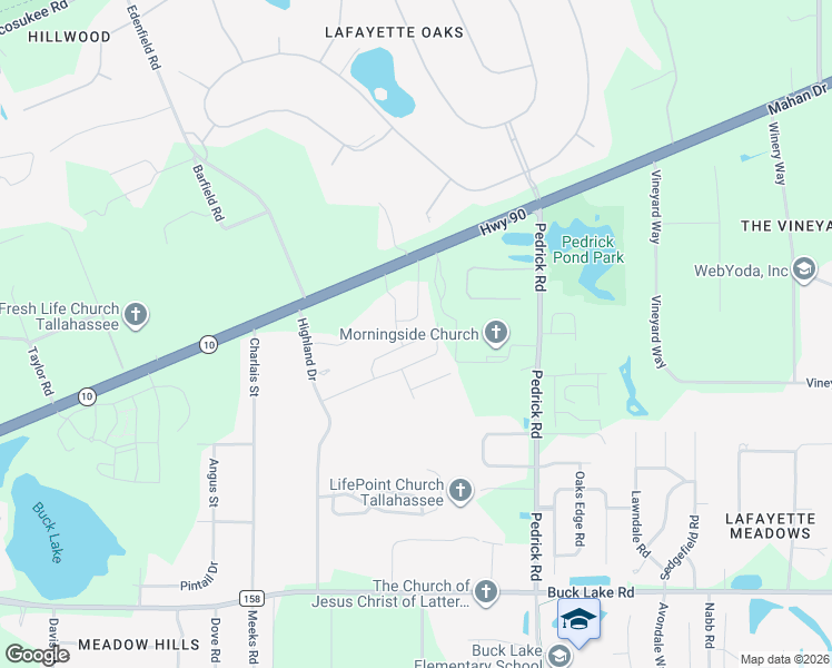 map of restaurants, bars, coffee shops, grocery stores, and more near 5401 Mahan Drive in Tallahassee