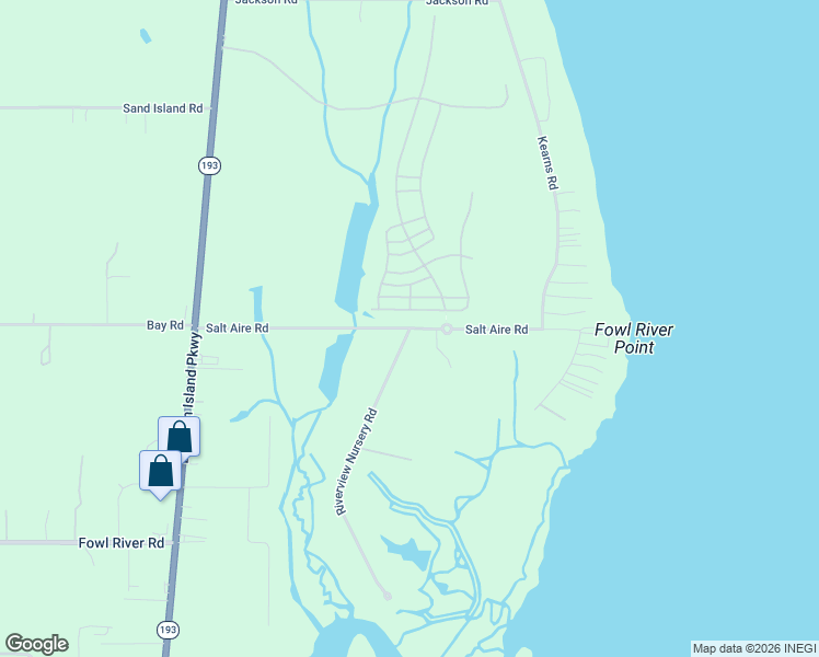 map of restaurants, bars, coffee shops, grocery stores, and more near 2960 Salt Aire Road in Theodore