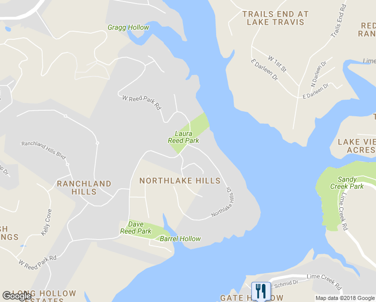 map of restaurants, bars, coffee shops, grocery stores, and more near 17511 Northlake Hills Drive in Jonestown