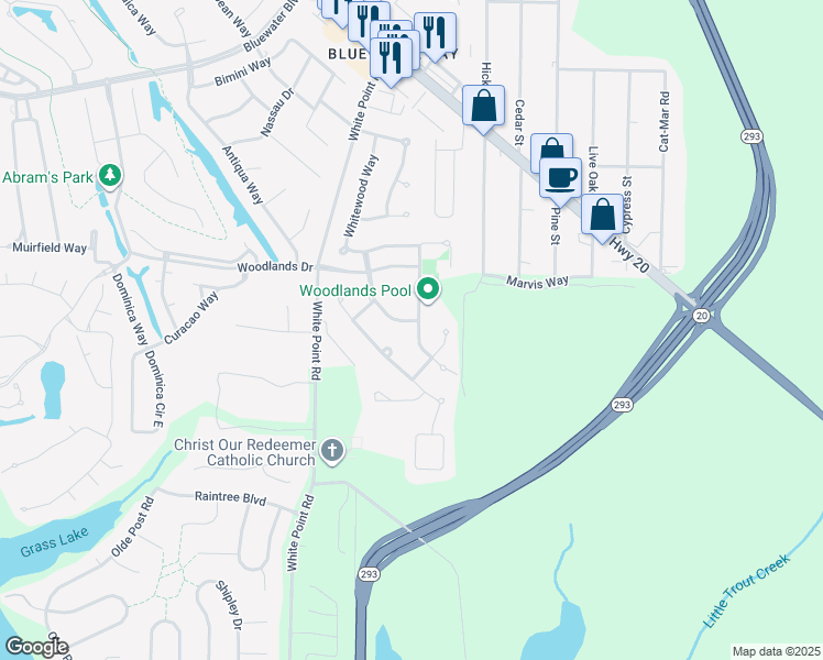 map of restaurants, bars, coffee shops, grocery stores, and more near 400 Greenwood Way in Niceville