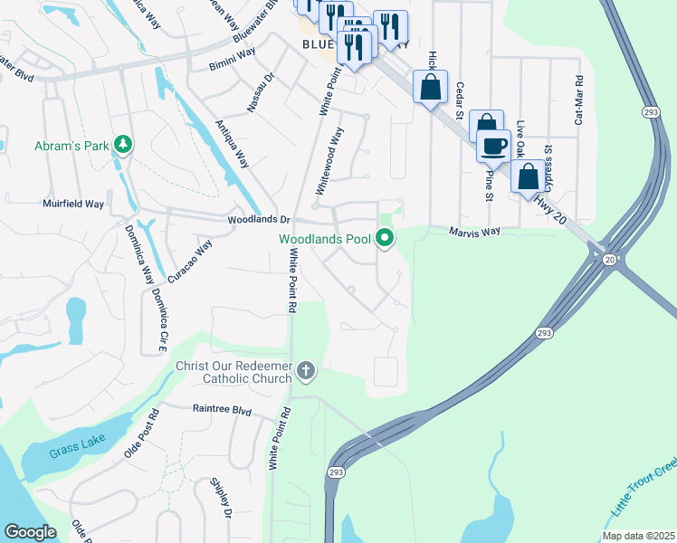 map of restaurants, bars, coffee shops, grocery stores, and more near 925 Ridgewood Way in Niceville