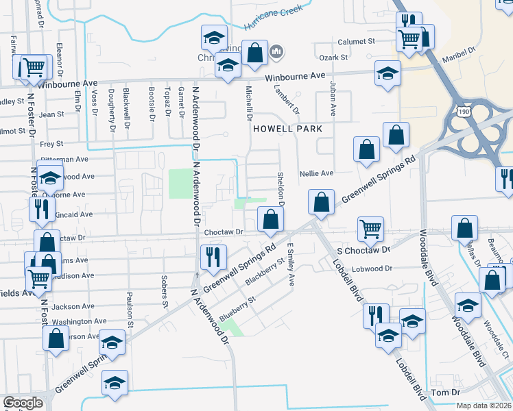map of restaurants, bars, coffee shops, grocery stores, and more near 6349 Kincaid Avenue in Baton Rouge