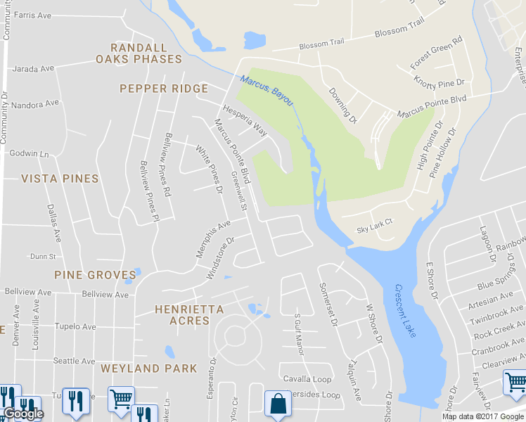 map of restaurants, bars, coffee shops, grocery stores, and more near 3377 Marcus Pointe Boulevard in Pensacola
