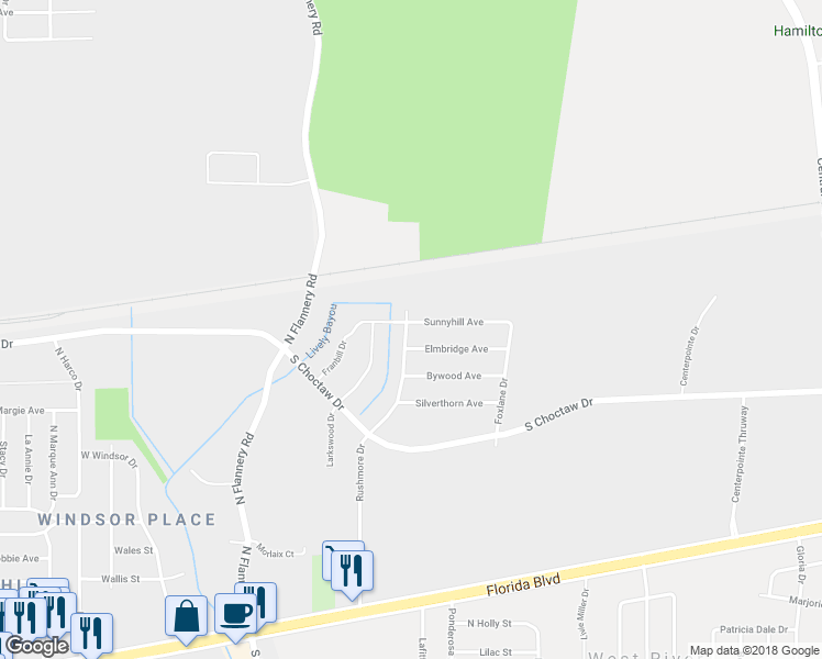 map of restaurants, bars, coffee shops, grocery stores, and more near 14212 Sunnyhill Avenue in Baton Rouge