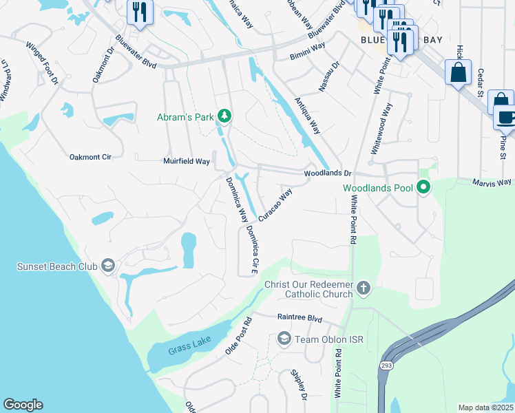 map of restaurants, bars, coffee shops, grocery stores, and more near 416 Aruba Way in Niceville