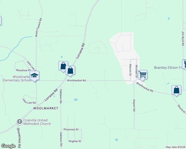 map of restaurants, bars, coffee shops, grocery stores, and more near 9092 Woolmarket Road in Biloxi
