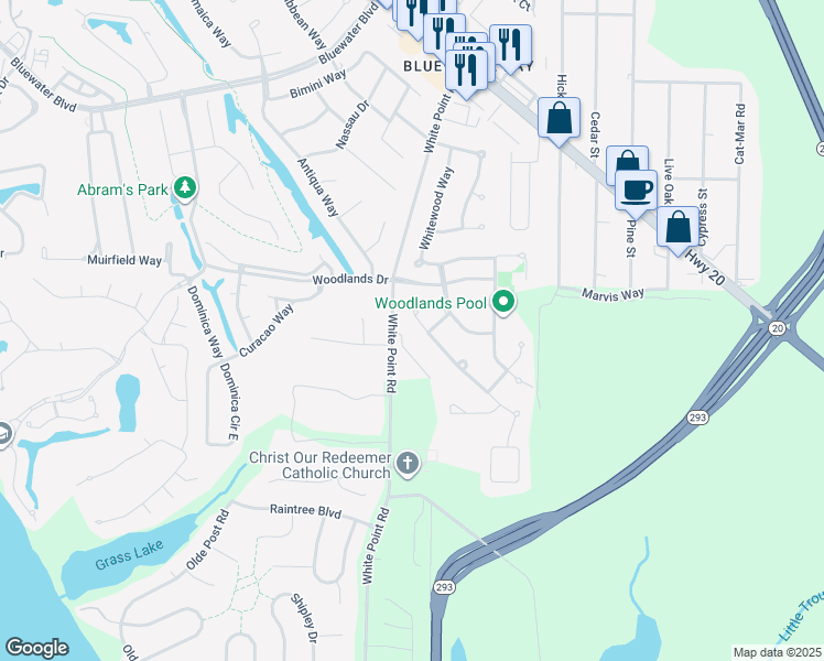 map of restaurants, bars, coffee shops, grocery stores, and more near 1347 Treasure Cove in Niceville
