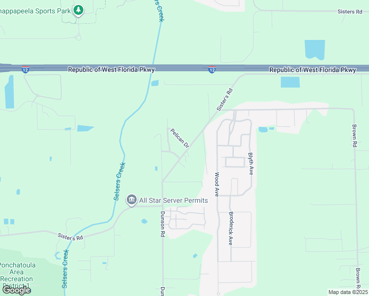 map of restaurants, bars, coffee shops, grocery stores, and more near 42434 Pelican Drive in Ponchatoula
