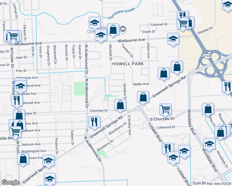 map of restaurants, bars, coffee shops, grocery stores, and more near 6349 Kincaid Avenue in Baton Rouge