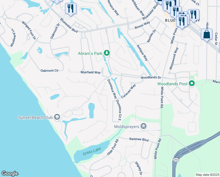 map of restaurants, bars, coffee shops, grocery stores, and more near 106 Dominica Way in Niceville