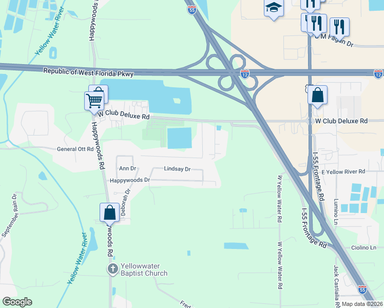 map of restaurants, bars, coffee shops, grocery stores, and more near 42282 Broad Walk Avenue in Hammond