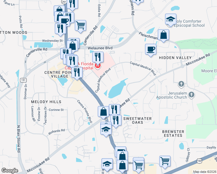 map of restaurants, bars, coffee shops, grocery stores, and more near 1839 Buford Ct in Tallahassee