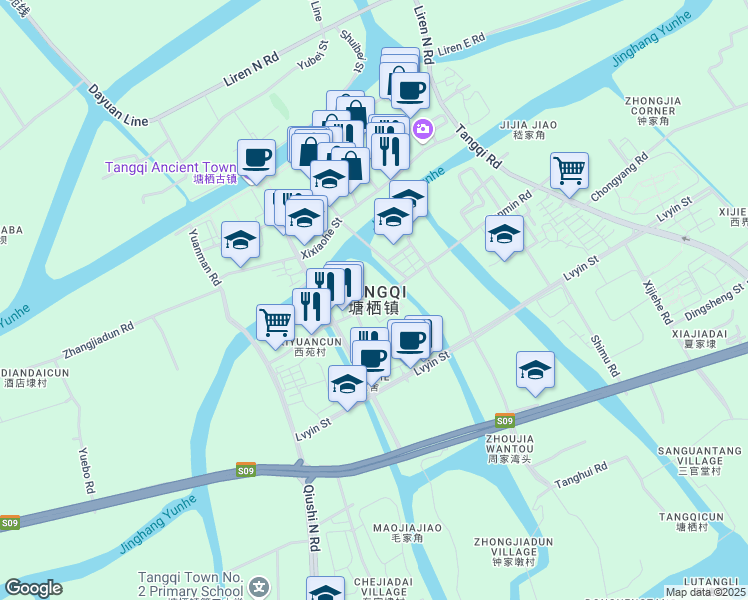 map of restaurants, bars, coffee shops, grocery stores, and more near in Hangzhou