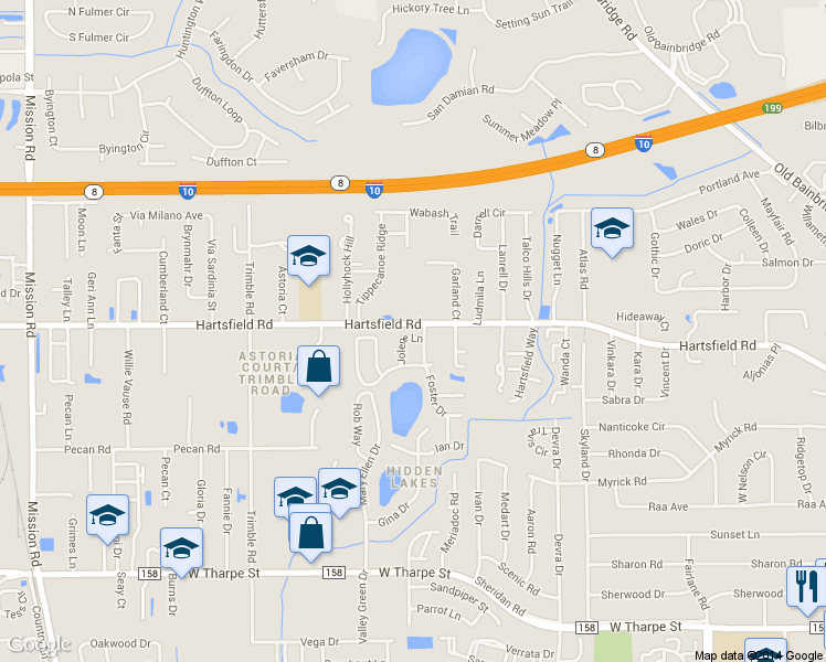 map of restaurants, bars, coffee shops, grocery stores, and more near 2428 Hartsfield Road in Tallahassee