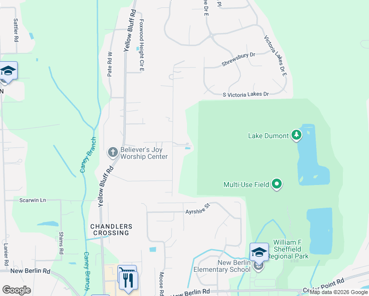 map of restaurants, bars, coffee shops, grocery stores, and more near 13171 Peaceful Road in Jacksonville