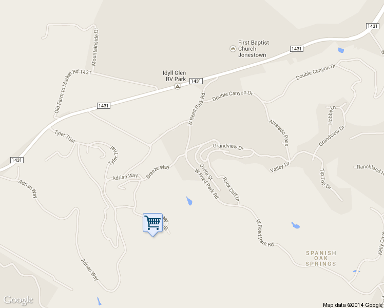 map of restaurants, bars, coffee shops, grocery stores, and more near 8409 Breeze Way in Jonestown