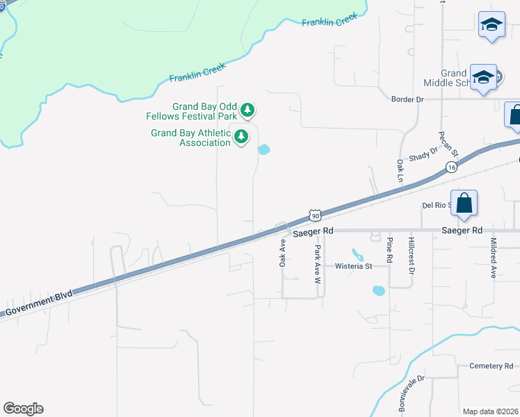 map of restaurants, bars, coffee shops, grocery stores, and more near 13500 U.S. 90 in Grand Bay