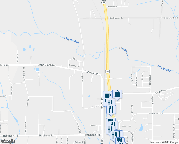 map of restaurants, bars, coffee shops, grocery stores, and more near 13062 Old Highway 49 in Gulfport