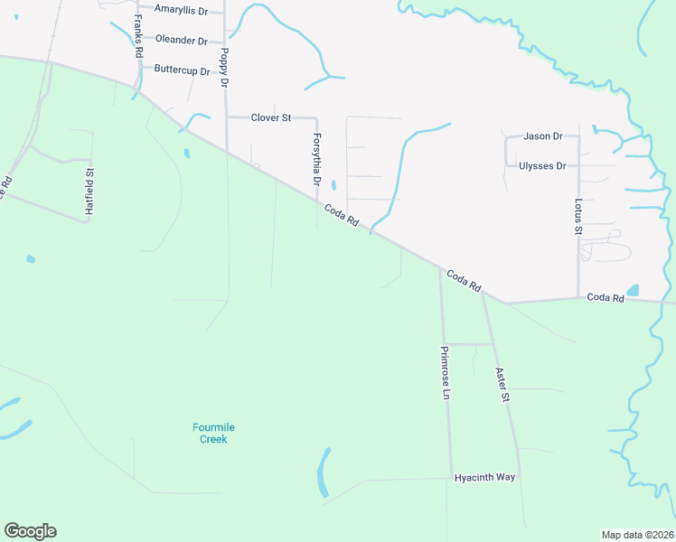 map of restaurants, bars, coffee shops, grocery stores, and more near 7320 Coda Road in Moss Point