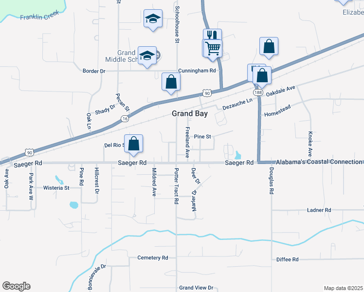 map of restaurants, bars, coffee shops, grocery stores, and more near 10400 Freeland Ave in Grand Bay