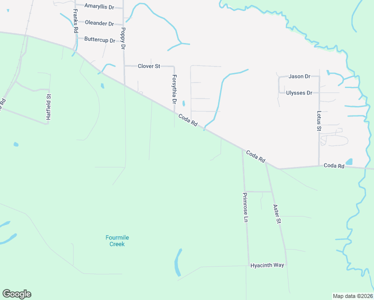 map of restaurants, bars, coffee shops, grocery stores, and more near 7320 Coda Road in Moss Point