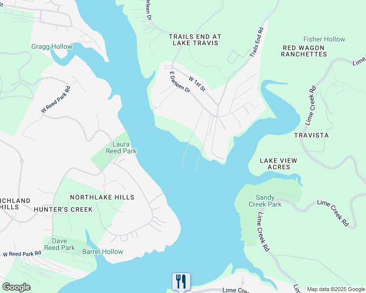 map of restaurants, bars, coffee shops, grocery stores, and more near 17301 East Darleen Drive in Leander