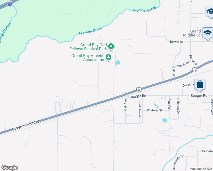 map of restaurants, bars, coffee shops, grocery stores, and more near 13500 US 90 in Grand Bay