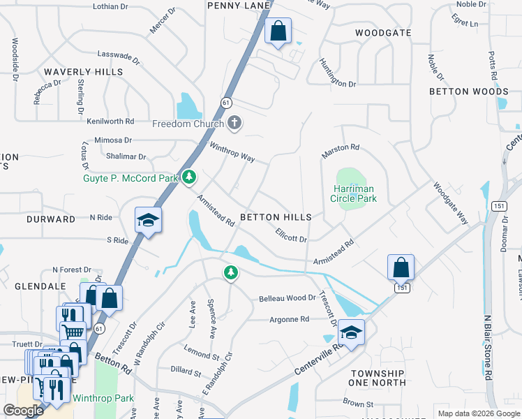 map of restaurants, bars, coffee shops, grocery stores, and more near 2206 Ellicott Drive in Tallahassee