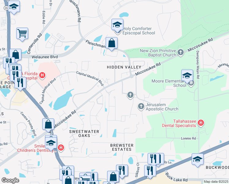 map of restaurants, bars, coffee shops, grocery stores, and more near 3317 Harbor Club Drive in Tallahassee