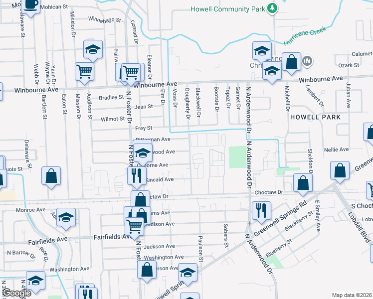 map of restaurants, bars, coffee shops, grocery stores, and more near 5471 Underwood Avenue in Baton Rouge