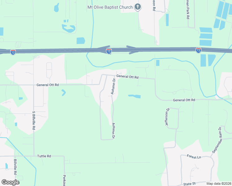 map of restaurants, bars, coffee shops, grocery stores, and more near 42542 Autumn Drive in Hammond