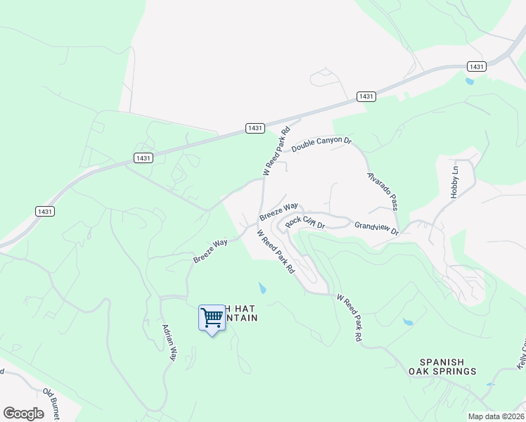 map of restaurants, bars, coffee shops, grocery stores, and more near 8409 Breeze Way in Jonestown