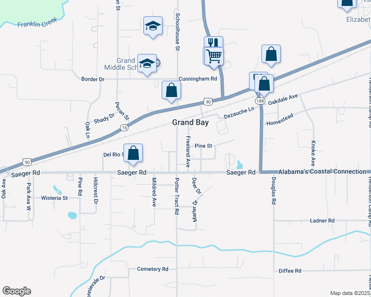 map of restaurants, bars, coffee shops, grocery stores, and more near 10400 Freeland Ave in Grand Bay