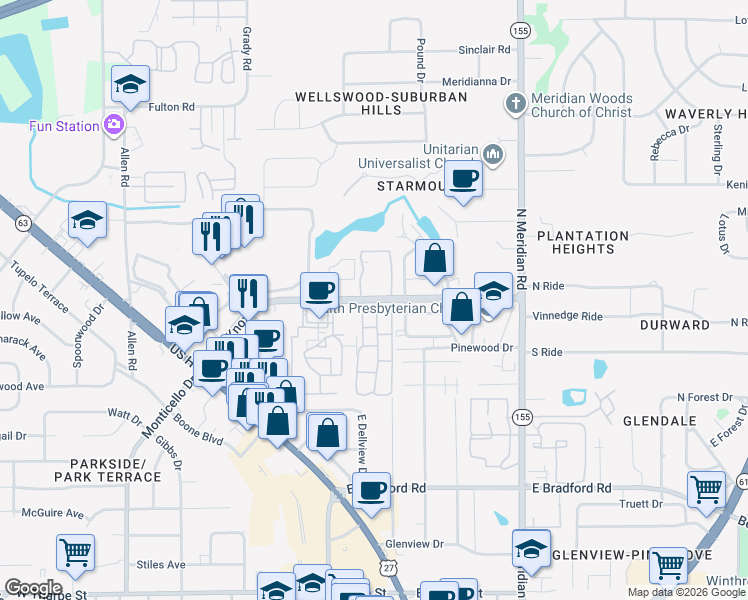 map of restaurants, bars, coffee shops, grocery stores, and more near 275 John Knox Road in Tallahassee