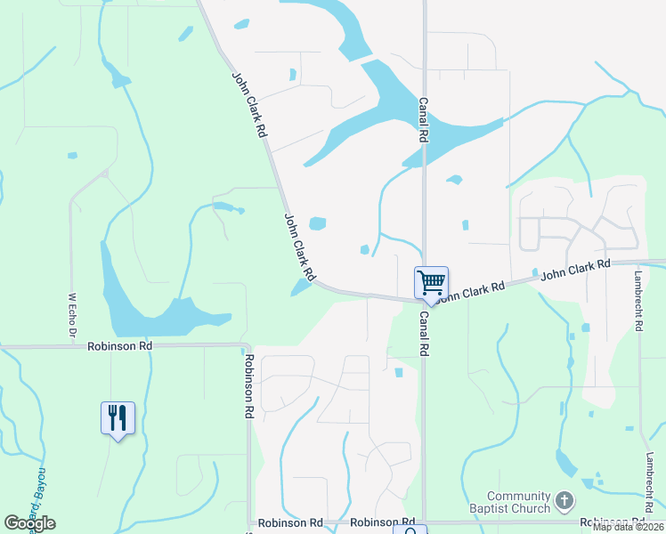 map of restaurants, bars, coffee shops, grocery stores, and more near 14266 John Clark Road in Gulfport