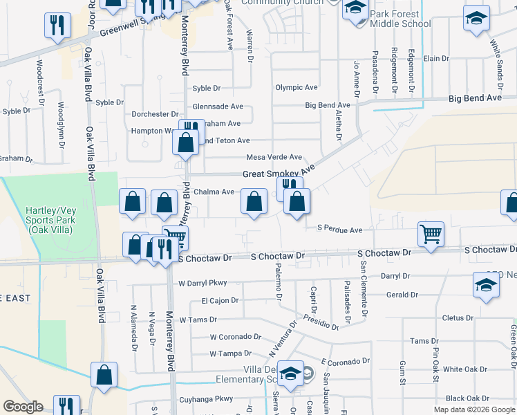 map of restaurants, bars, coffee shops, grocery stores, and more near 2733 Meeker Drive in Baton Rouge