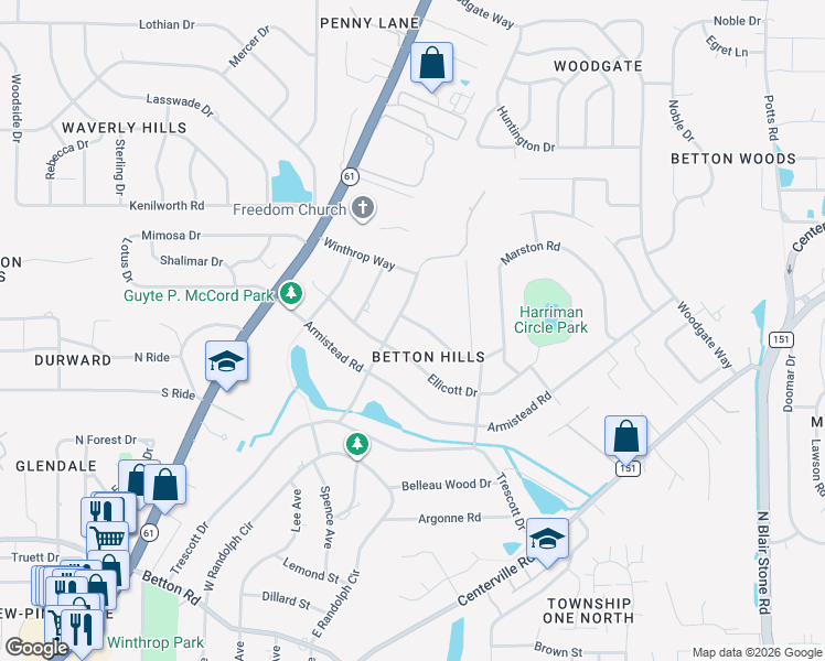 map of restaurants, bars, coffee shops, grocery stores, and more near 2206 Ellicott Drive in Tallahassee