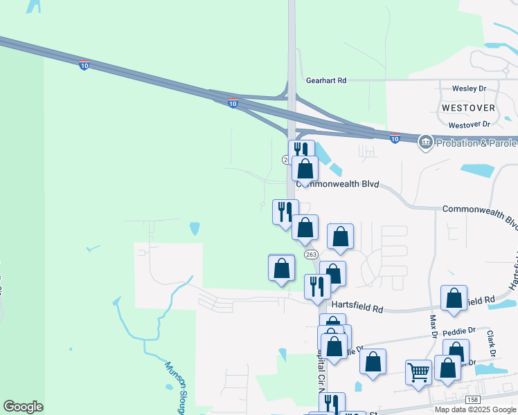 map of restaurants, bars, coffee shops, grocery stores, and more near 850 Capital Walk Drive in Tallahassee