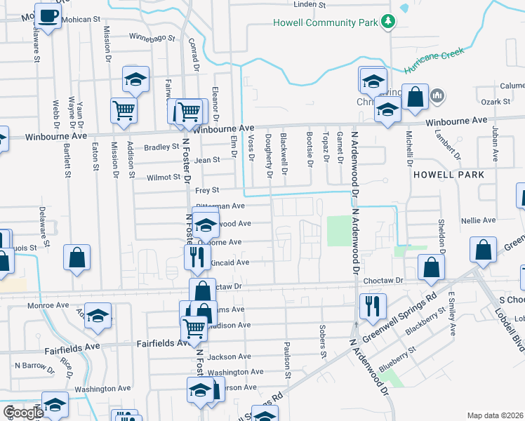 map of restaurants, bars, coffee shops, grocery stores, and more near 5471 Underwood Avenue in Baton Rouge